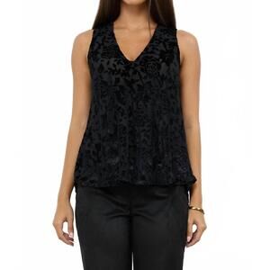 NEW LAMADE women's grace velvet tank top in black floral